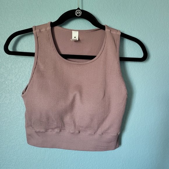 Yogalicious Mauve Ribbed Workout Athleisure Top Bra M - Picture 1 of 3